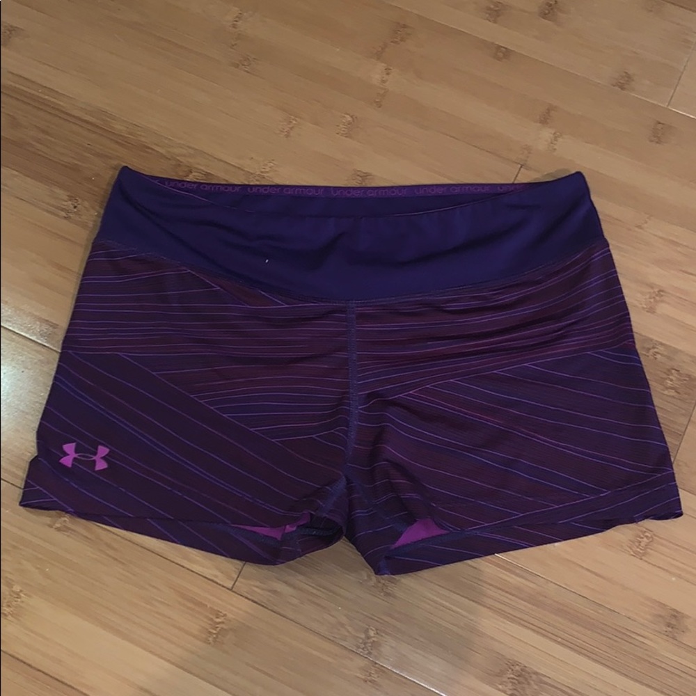 Purple Striped Under Armour spandex shorts